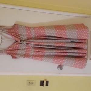 Crepe peach and Grey dress.